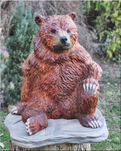 sitzender br, sitting bear, holz, kettensge, motorsge, grizzly. jochen adam, chainsaw, schnitzen, carving