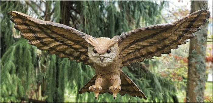 landing owl  eule holz motorsge kettensge schnitzen kettesgenkunst motorsgenkunst 