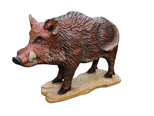 wildschwein keiler  wild boar  holz schnitzen motorsge kettensge holzwerker jochen Adam