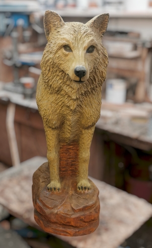 wolf holz geschnitzt motors�ge kettens�ge kunst holzwerker