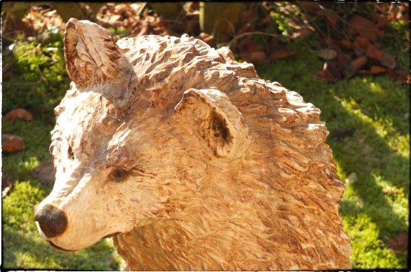 wolf holz geschnitzt motorsge kettensge kunst holzwerker